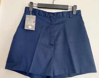 Deadstock Navy Pleated Skort Shorts Made in USA High Waisted Preppy Vintage