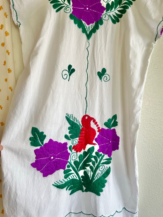 Vintage Embroidered Oaxacan Cotton Mexican Midi D… - image 2