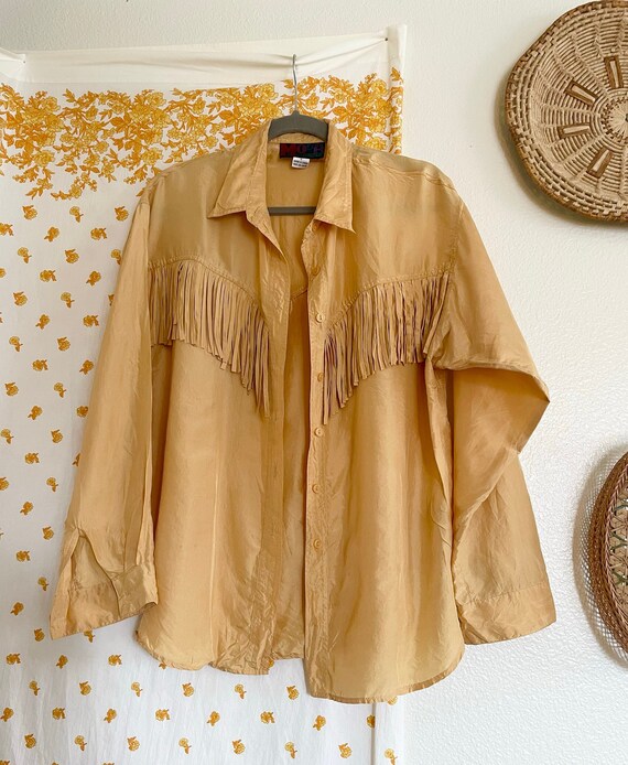 Vintage Mustard Silk Fringe Moda INTL Western Boho