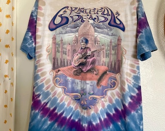 Vintage 2001 Grateful Dead Liquid Blue Tie Dye Shirt Large