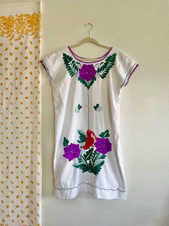 Vintage Embroidered Oaxacan Cotton Mexican Midi D… - image 4