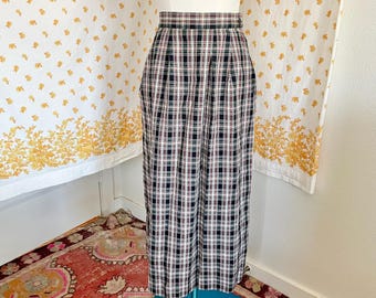 Vintage Pendleton Plaid Wool Midi Skirt | USA Made Virgin Wool | Size 8 | Pockets | 80s 90s Classic Tartan Skirt Autumn Winter