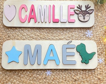 First name puzzle Personalized puzzle (birthday Little girl Christmas gifts Wooden toys Sign)