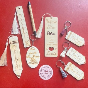 Colección de llaveros de agradecimiento al profesor Marcapáginas de madera personalizado Regalo de fin de curso
