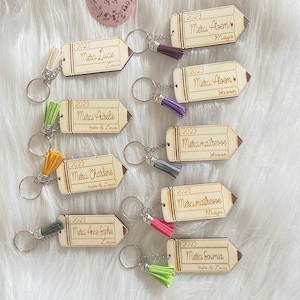 Collection thank you mistress key ring Personalized wooden bookmark end of year gift