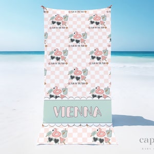 Personalized Beach Towel, Girls Custom Name Pool Towel, Summer Birthday Gift, Gift For Her, Gift For Kids, Kids Beach Towel, Childrens Towel