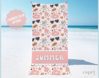 Personalized Beach Towel, Girls Custom Name Pool Towel, Summer Birthday Gift, Gift For Her, Gift For Kids, Kids Beach Towel, Childrens Towel