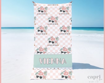 Personalized Beach Towel, Girls Custom Name Pool Towel, Summer Birthday Gift, Gift For Her, Gift For Kids, Kids Beach Towel, Childrens Towel
