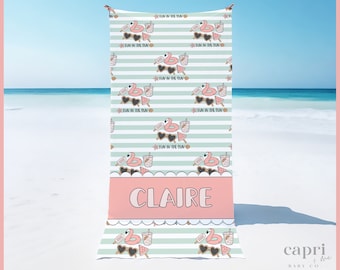 Personalized Beach Towel, Girls Custom Name Pool Towel, Summer Birthday Gift, Gift For Her, Gift For Kids, Kids Beach Towel, Childrens Towel