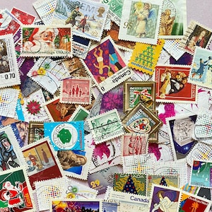 50 christmas poststamps used, Christmas poststamps lucky dip Xmas poststamps from all over the world used stamps christmas theme