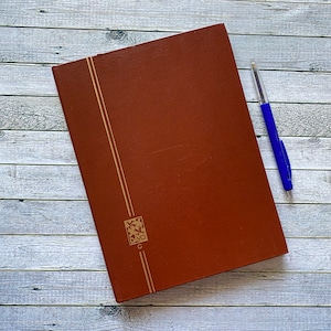 A5, brown, empty stamp album, collection, A5 format, poststamps, album, junkjournal, postal stamp book, philately album, Davo C