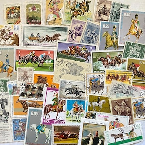 40 horse poststamps with a horse theme lucky dip of used poststamps from all over the world