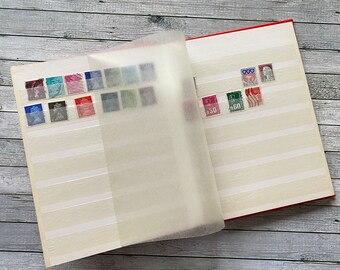 A5, rood postzegelalbum. leeg postzegelalbum, stockboek, ephemera en junkjournaling, mandor, vintage, postzegels, album,