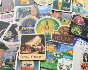 40 posavasos de cerveza vintage hechos de cartón, holandeses, alemanes, belgas y quizás uno inglés, posavasos de cerveza, artículos de bar para cervecería