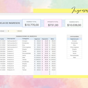 Plantilla para Gestión de Negocios Sencilla y Fácil de Usar / Excel y Google Sheets / Registra los Ingresos y Gastos / Easy Bookkeeping imagen 5