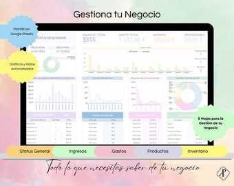 Plantilla para la Gestión de Negocios / Gestión e-commerce / Gestión financiera del negocio / Seguimiento de Inventario, Ingresos y Gastos