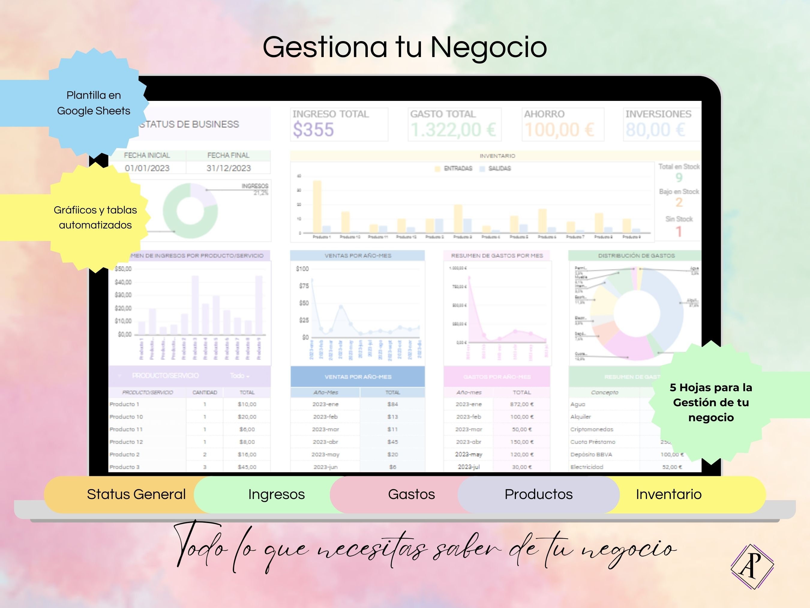 Business Management Template: Google Sheets, Financial Tracking (Digital Download)