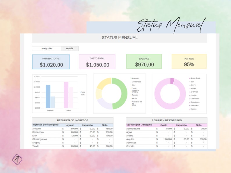 Plantilla para Gestión de Negocios Sencilla y Fácil de Usar / Excel y Google Sheets / Registra los Ingresos y Gastos / Easy Bookkeeping imagen 7