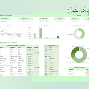 Plantilla para la Gestión de Finanzas Personales / Excel / Rastreador de Ingresos y Gastos / Seguimiento Presupuesto Mensual / Bookkeeping image 5