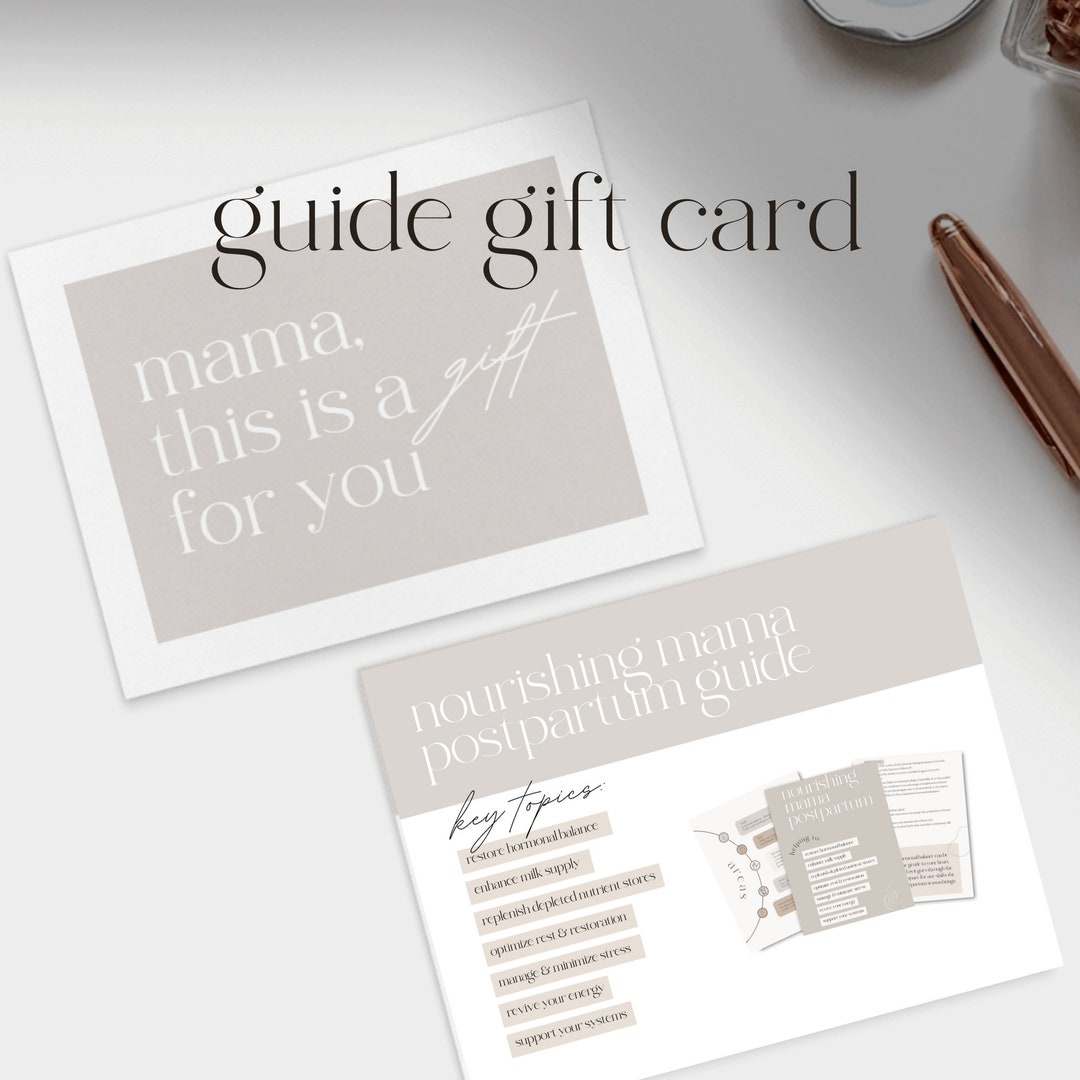 Postpartum Preparation Guide Gift Card Detailed Nutrition, Hormone ...