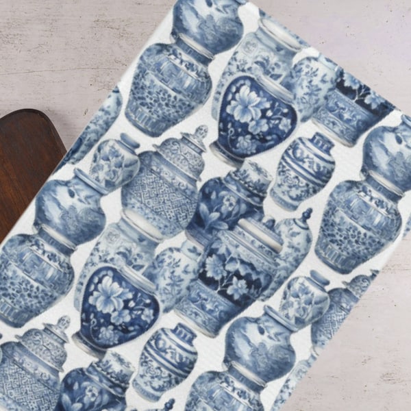 Blue And White Ginger Jar Soft Tea Towel, Elegant Ginger Jar Kitchen Towel, Hand Towel Kitchen, Kitchen Decor