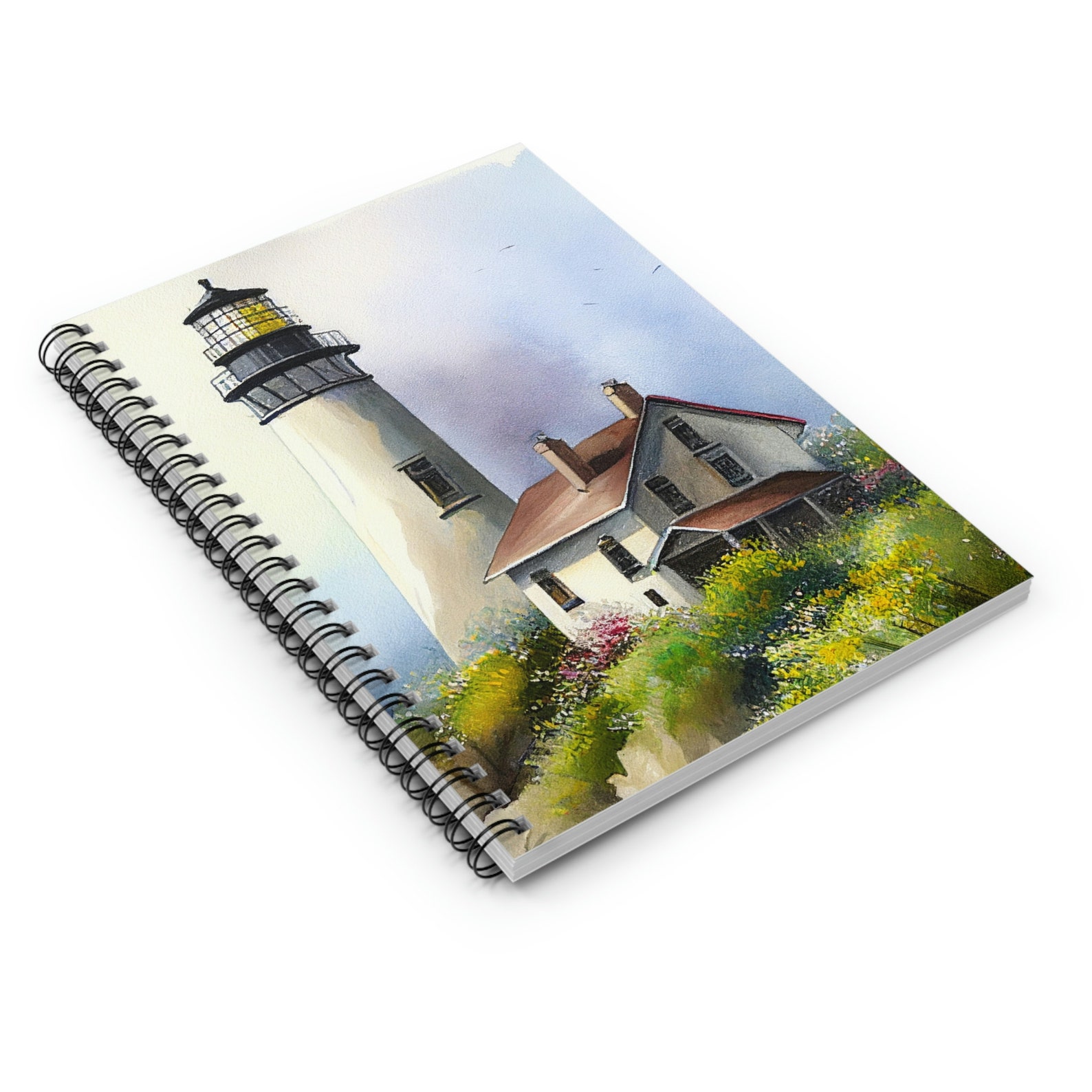 Lighthouse Lined Spiral Notebook Journal - Water Color Print - Etsy