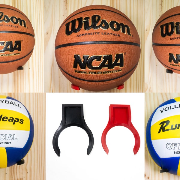 SPORTA Wall Mounted Ball Holder | Basketball & Volleyball Storage | Sports Ball Storage | Garage Ball Storage