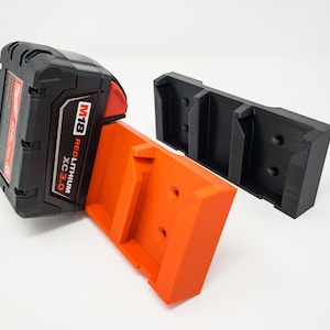 Milwaukee Dual M18 Battery Wall Mount, Holder for Garage Storage, Workspace Organizer