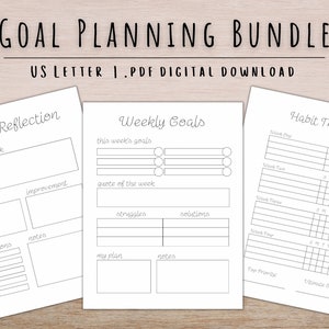 Goal Planning Bundle | pdf digital download | weekly/monthly goal planner | Printable