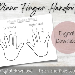 Printable Piano Finger Handout | Digital Download | 8.5 x 11 inches