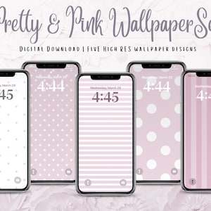 Pretty & Pink Wallpaper Set | IPhone and Smartphone Wallpaper Set | Polka Dots and Stripes
