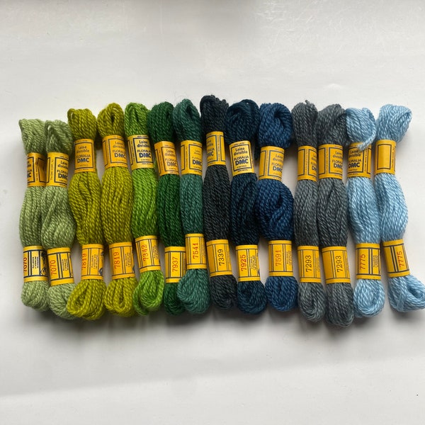 Vintage Wool Tapestry Yarn - Laine Divisible Floralia DMC - Choose colors see full description - greens, blues, gray - 100% Wool - 3 Ply