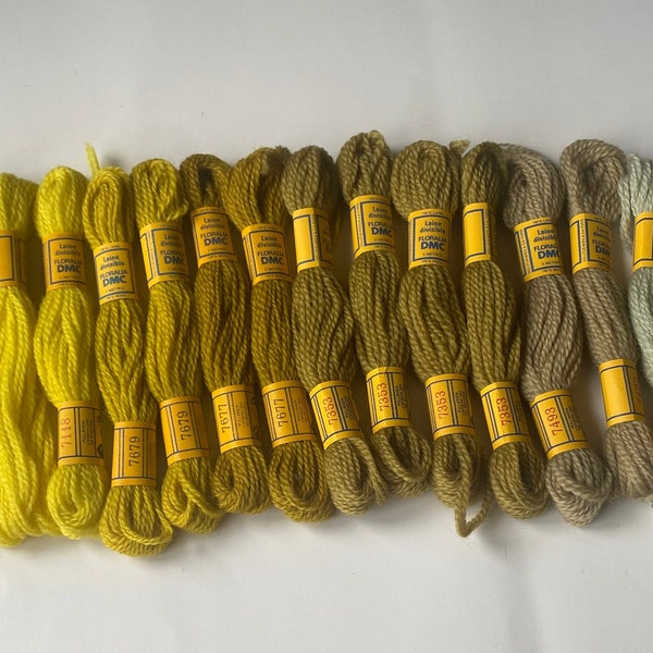 Vintage Wool Tapestry Yarn - Laine Divisible Floralia DMC - Choose your colors - yellow, goldenrod, earthy yellow, tan - 100% Wool - 3 Ply