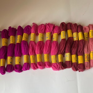 Vintage Wool Tapestry Yarn - choose your pink colors - Laine Divisible Floralia DMC - 100% wool - needlepoint, embroidery
