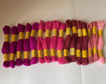 Vintage Wool Tapestry Yarn - choose your pink colors - Laine Divisible Floralia DMC - 100% wool - needlepoint, embroidery