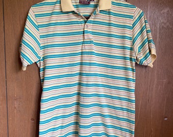 70s Authentic Vintage Striped Polo - Evan Picone - Size M - 100% cotton