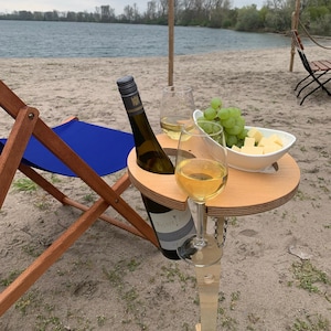 Folding wine table suitable for all bottles, portable camping table, picnic table wine lovers, wine glass holder outdoor, gift idea