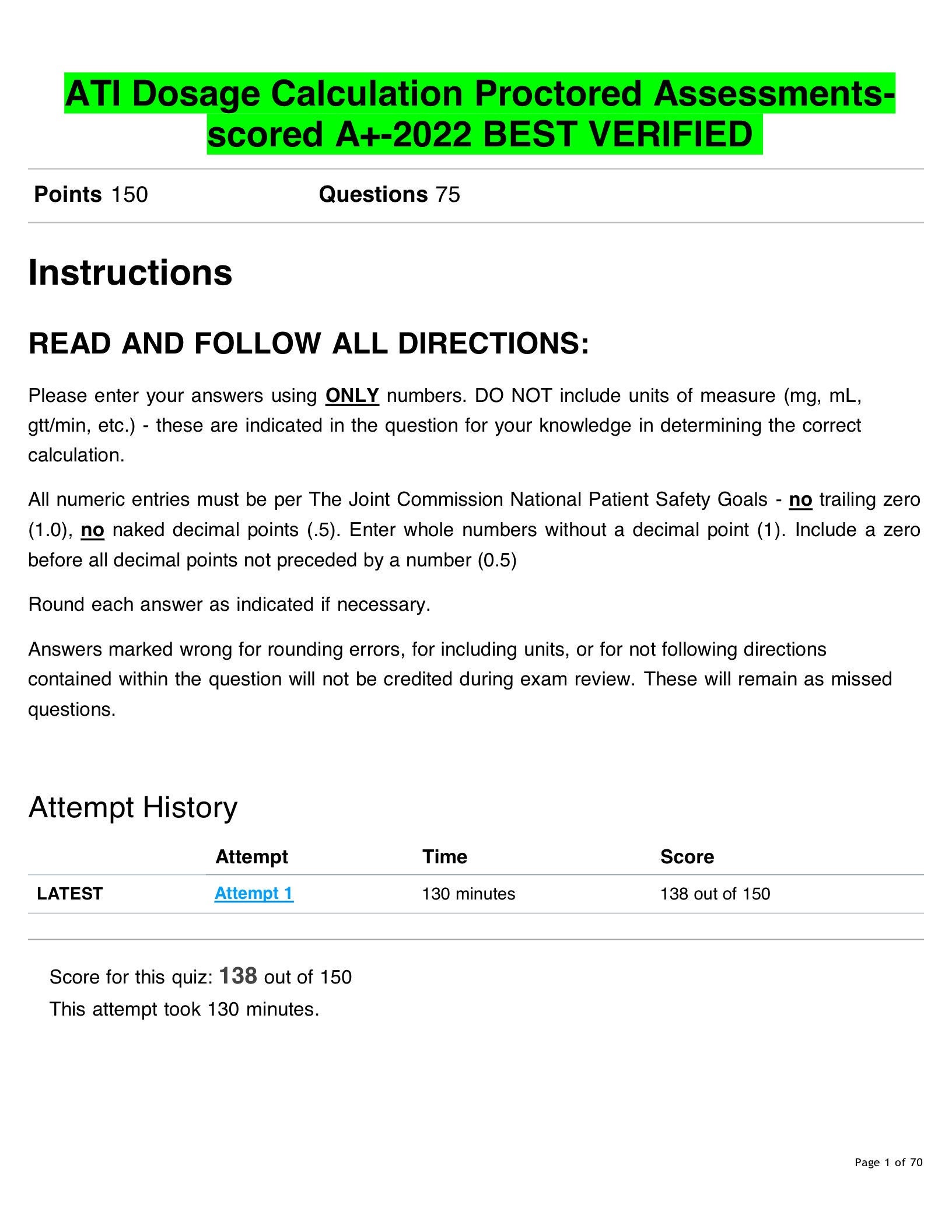 Ati Dosage Calculation Proctored Exam Quizlet - v5lla5o