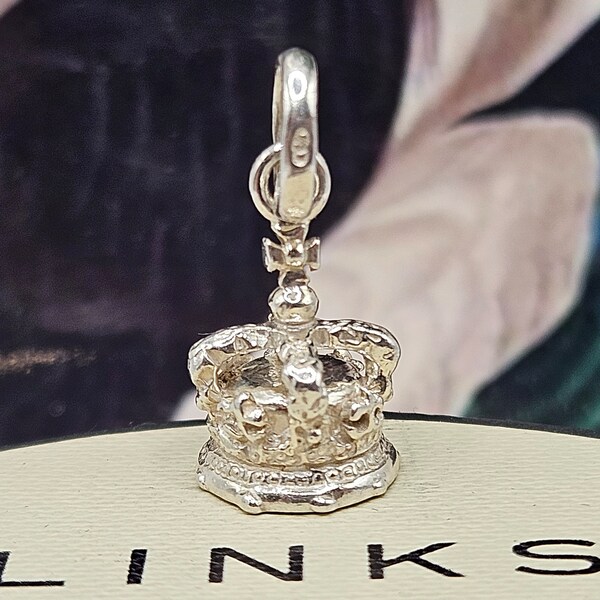 RARE Links of London Sterling Silver Crown Charm, Stamped, Hallmarked, NEW CONDITION