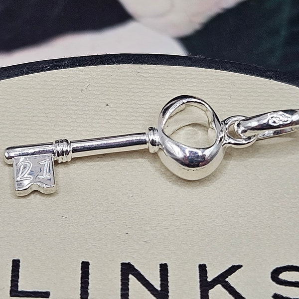 Links of London 21st Birthday Key to the Door Charm, Sterling Silver, Stamped, s925, NEW CONDITION