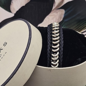 Lovely Vintage Links of London Woven Sweetie Friendship Bracelet in Black, Sterling Silver, Stamped, Hallmarked, Good Condition