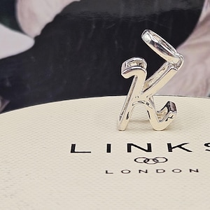 Schöner Links of London 3D Buchstabe K Anhänger/Charm, Sterling Silber, gestempelt, s925, Top Zustand
