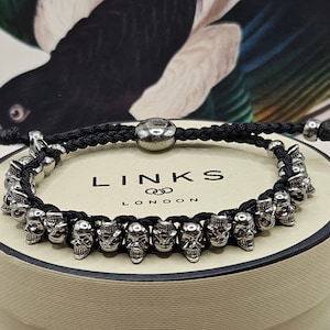 LINKS of Londonスカルデザイン ブラックブレスレット Rare Links of London Skull Bracelet, Black Rhodium on Silver