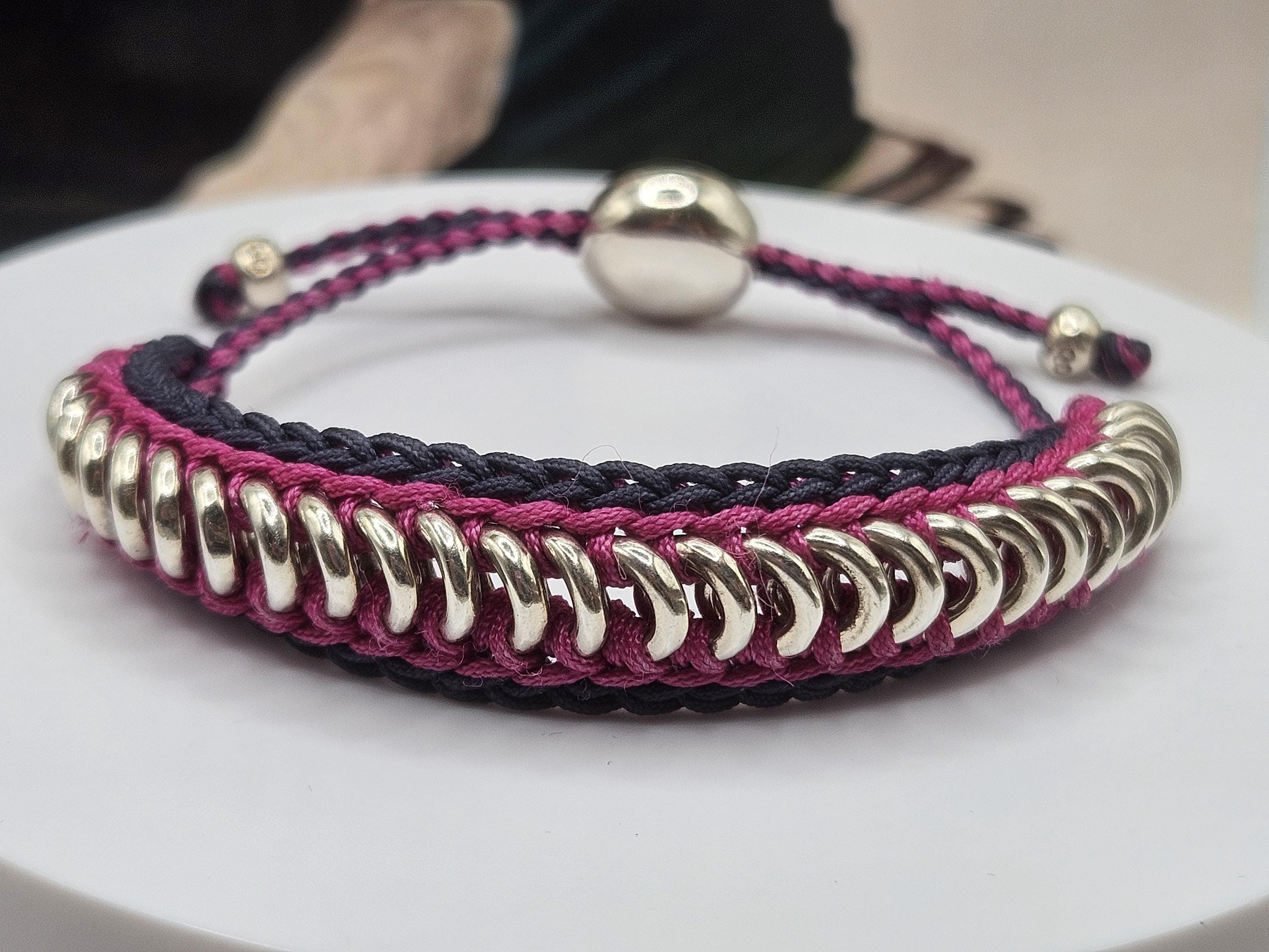 Beautiful Links of London Woven Sweetie Bracelet in Pink and