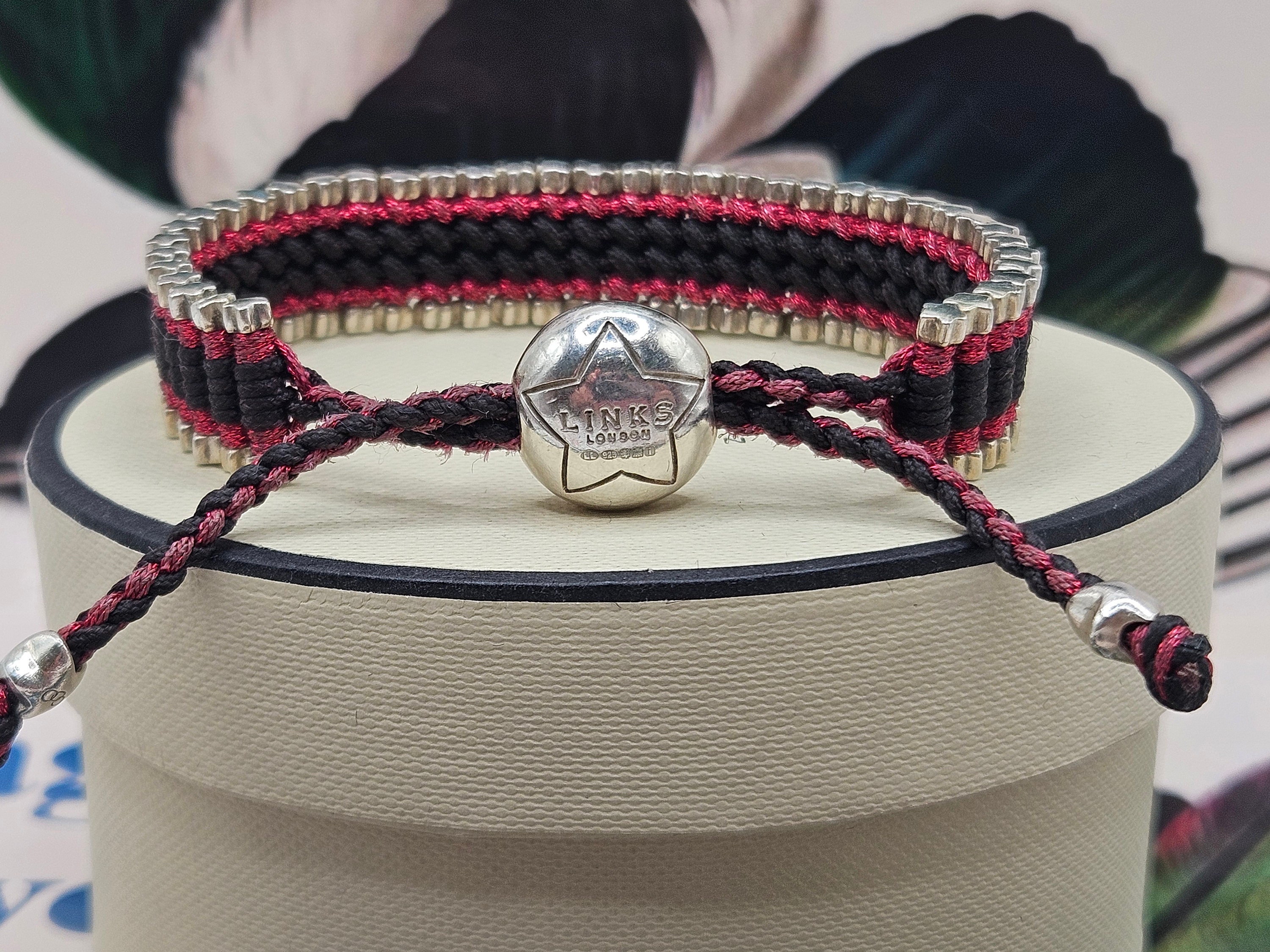 Rare Ltd Edition Links of London Star Friendship Bracelet in Black and Sparkly Red, Sterling Silver, Stamped, Hallmarked, Super - Etsy Rare Ltd Edition Links of London Star Friendship Bracelet in Black and Sparkly Red, Sterling Silver, Stamped, Hallmarked, Super - Etsy