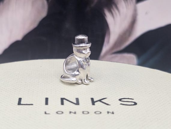 Rare Vintage Links of London Cat in a Hat Play Bead Charm  display picture 2