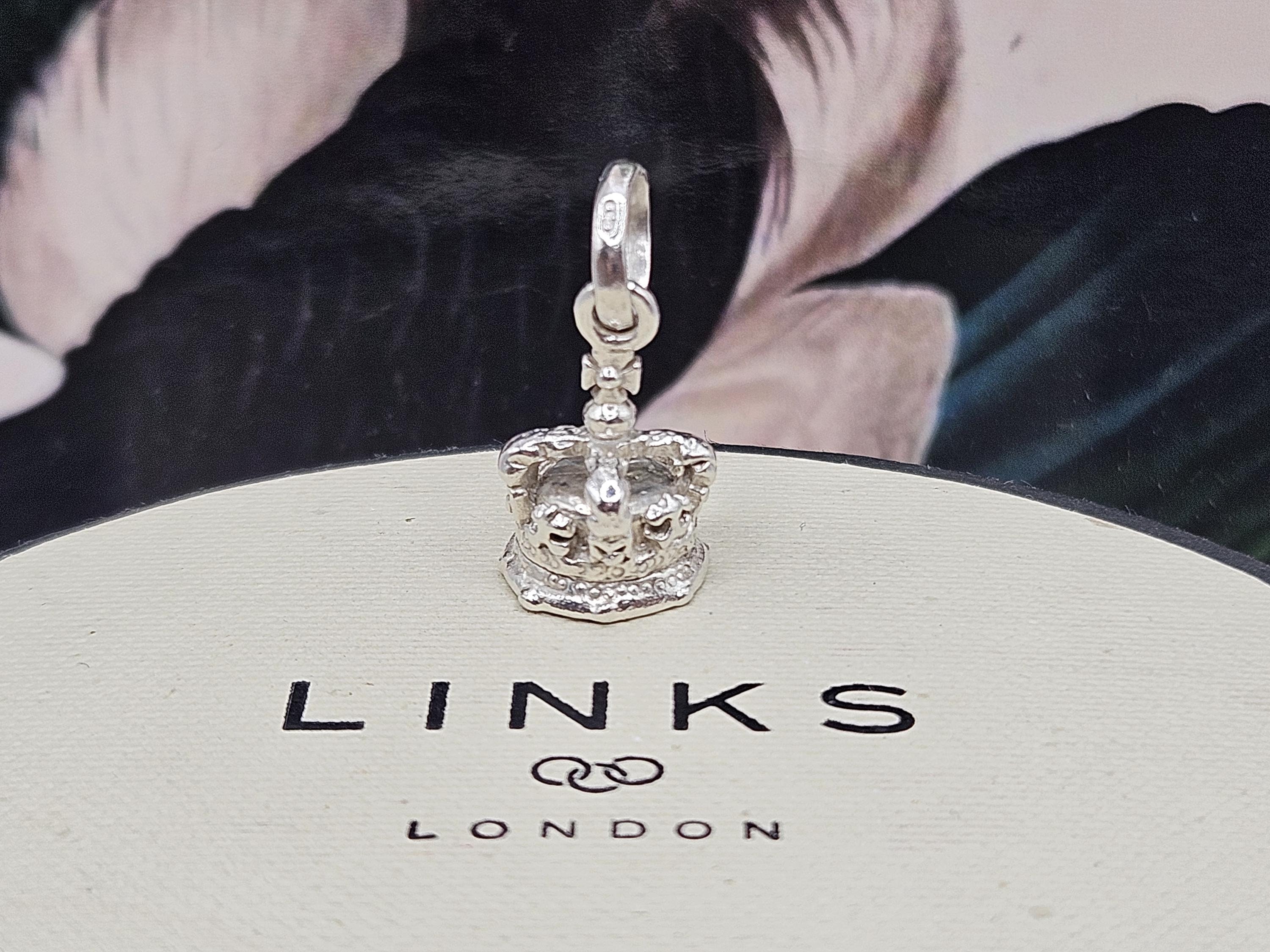 満点の Silver Sterling London of Links RARE Crown Stamped Charm, アクセサリー
