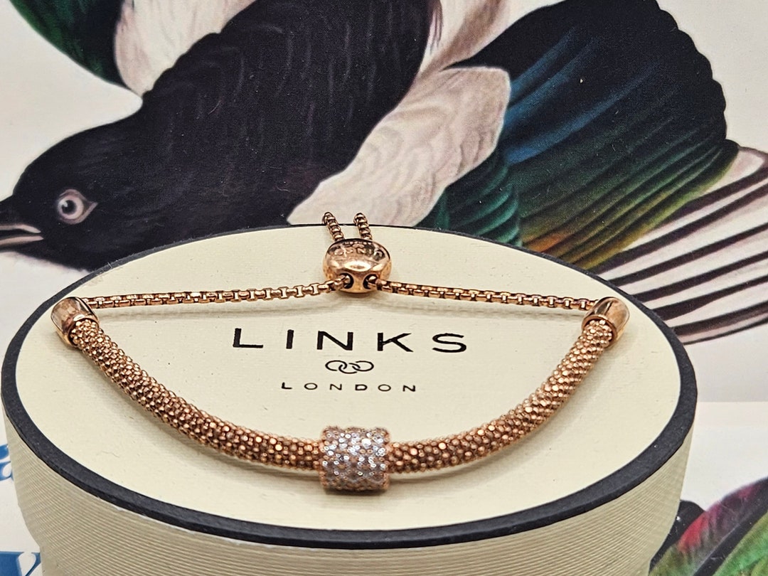 Stunning Links of London Starlight Rose Gold Vermeil Bead Bracelet