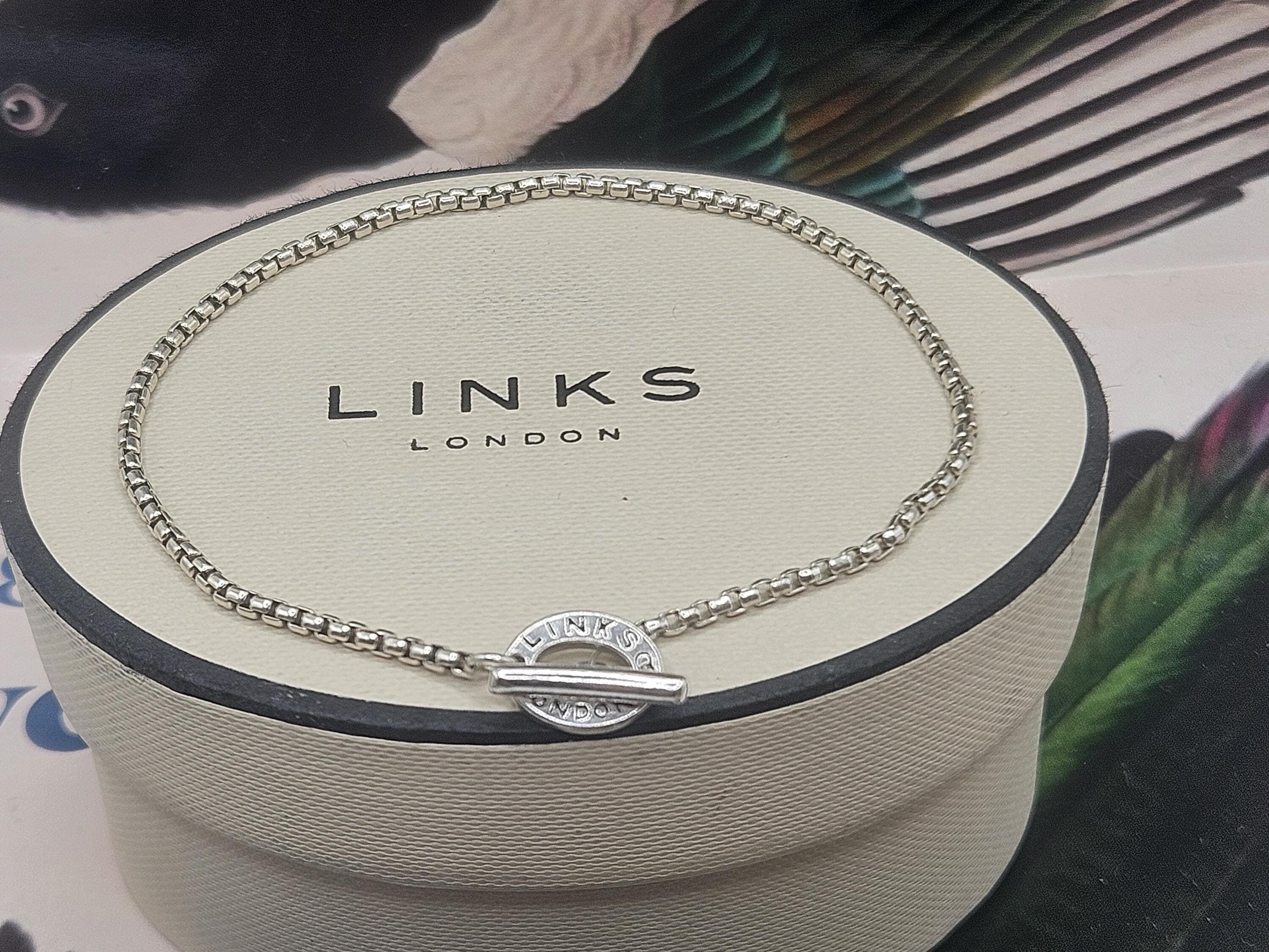 Fabulous Links of London T Bar Box Chain Bracelet Hallmarked Stamped 21cms Large xl Superb Condition Etsy