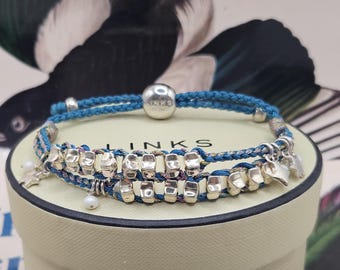Links of London Mini Skull Friendship Bracelet, Black Cord, 18k